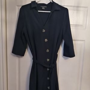 Navy blue shirt dress with tie up sash